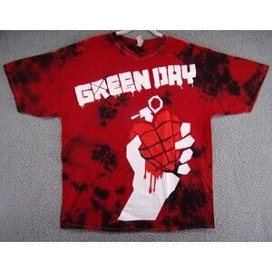 Green Day Shirt Mens Size XXL 2XL American Idiot Red Grenade Tie Dye Band Tee